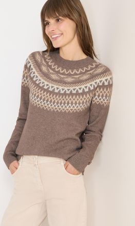 Cecil Strickpullover CECIL, Damen, Gr. XXL (46), chocolate mousse melange, Strick, Obermaterial: 37% Baumwolle, 34% Polyacryl, 26% Polyester, 3% Elasthan, m