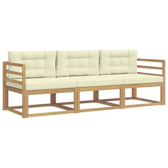 vidaXL Conjunto De Sof&aacute;s De Exterior 3 Pcs Blanco Y Crema Poli&eacute;ster Vidaxl