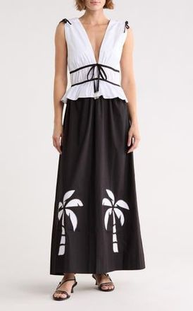 Dress To Colorblock Sleeveless Maxi Dress in Black/white at Nordstrom Rack, Size X-Large