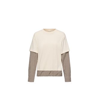Moncler Moncler Layered-effect Vichy Cotton Blend T-shirt, Women, Beige, Size: Xs
