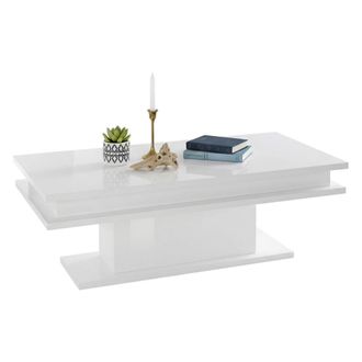 Dmora Mesa De Caf&eacute; Dgandin, Mesita Baja, Revistero, 100% Made In Italy, Cm 100x55h42, Blanco Brillo - Dmora