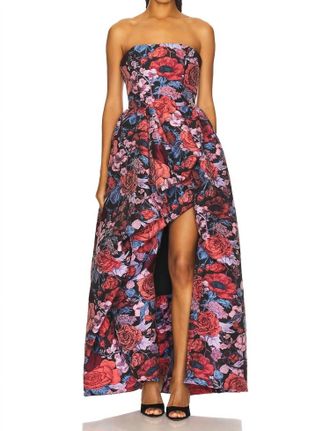 Elliatt Delphine Jacquard High Low Gown In Multi