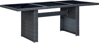 vidaXL Vidaxl - Mesa De Jard&iacute;n De Rat&aacute;n Sint&eacute;tico Y Vidrio Templado Gris Oscuro