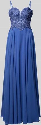 Mascara Abendkleid mit floraler Spitze in Bleu, Gr&ouml;&szlig;e 32