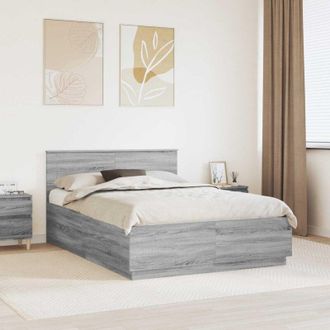 vidaXL Estructura De Cama Con Cabecera Gris Sonoma 140 X 200 Cm Vidaxl