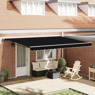 vidaXL Toldo Retr&aacute;ctil Manual Negro 450x300 Cm Tela Vidaxl