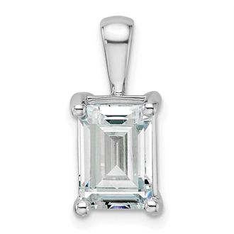 Diamond2Deal 14k White Gold 3 Ct Certified Emerald Cut Lab Grown Diamond Pendant