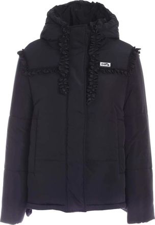 Vivetta Zwarte Gerimpelde Gewatteerde Jas - Dames - Winterjassen - Zwart - S - Polyester - Jassen
