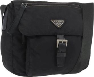 Prada Pre-owned Cross Body Bags, female, Black, Size: ONE SIZE Pre-owned Vintage Nylon Shoulder Bag