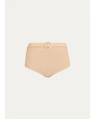 Ramy Brook Danice Metallic High-Waist Bikini Bottoms