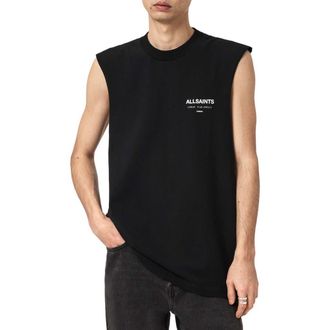 AllSaints Underground Sleeveless Crewneck Graphic T-Shirt in Jet Black at Nordstrom, Size X-Large