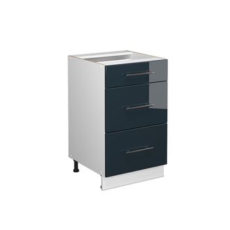 Vicco Mueble Bajo De Cocina Fame-line, Azul Oscuro Alto Brillo, 50 Cm Sin Encimera, Vicco
