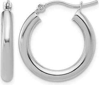 Diamond2Deal 14K White Gold Polished Round Shape Hoop Earrings