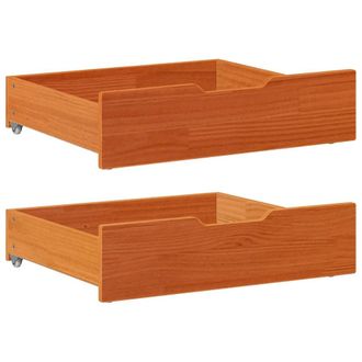 vidaXL Cajones Debajo Cama 2 Uds Madera Maciza Pino Marr&oacute;n 75x55x17 Cm Vidaxl