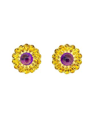 Arthur Marder Fine Jewelry 18K Gold Over Silver Gemstone Flower Studs