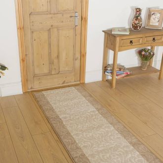 Runrug Hallway Carpet Runner Rug - Soft & Comfy, 9mm - Baroque in Ivory | Size: 80 cm x 360 cm