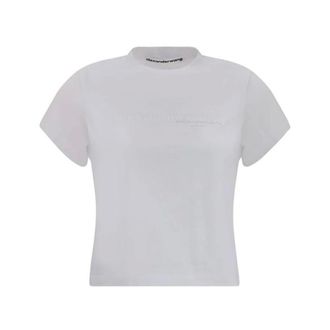Alexander Wang T-Shirts, female, White, XS, Iconic Logo Cropped Cotton T-Shirt