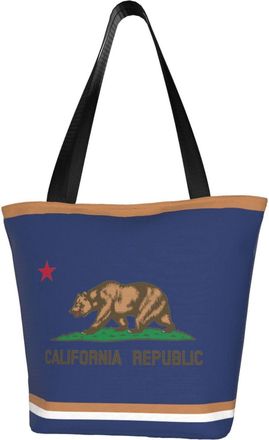AOOEDM Tote Bag Bear California Flag Shopping Bags Small Reusable Market Bag Beach Tote Bags Travel Totes
