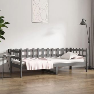 vidaXL Sof&aacute; Cama Madera Maciza De Pino Gris 90x200 Cm Vidaxl