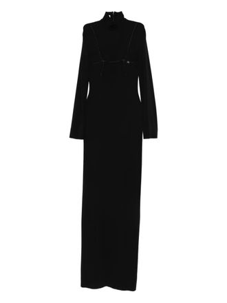 Jean Paul Gaultier embellished long dress - women - Viscose/Elastane - 40 - Black