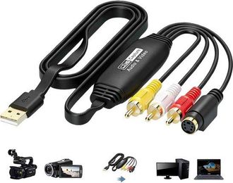 OEM Convertidor Usb 2.0 De Vhs A Digital: Tarjeta De Captura De V&iacute;deo 1080p Para Digitalizar Vhs. Con Adaptador Av Y Rca