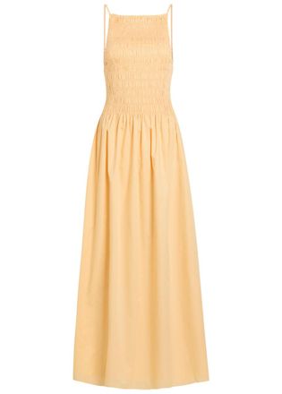 Faithfull The Brand Laia Shirred Cotton Maxi Dress - Yellow - S (UK8-10 / S)