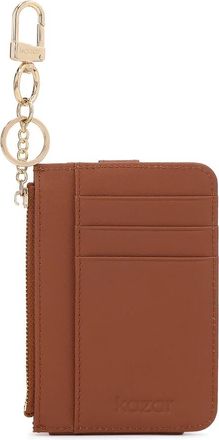 Kazar Compact leren portemonnee met karabijnhaak - Dames - Portefeuilles - Bruin - ONE Size - Leer - Accessoires