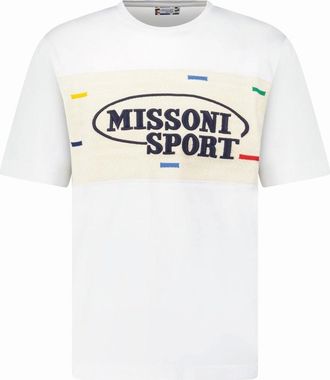 Missoni Mens Missoni Sport Knitted Insert Logo T-Shirt White Heritage - Size: 40