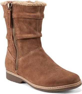 Earth Hyland Faux Fur Trim Zip Boot in Light Natural at Nordstrom, Size 9.5