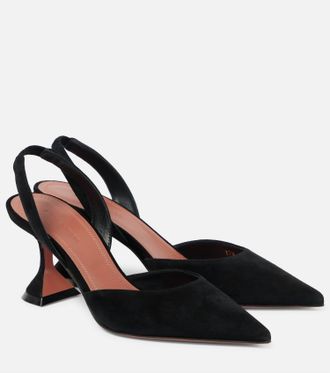 Amina Muaddi Womens Holli 70 Slingback Pump In Black Suede