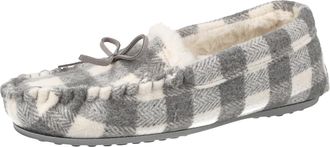 Jo & Joe Womens Extra Wide Fit Faux Fur Lined Moccasin Slippers (Grey, 4, UK Footwear Size System, Adult, Women, Numeric, Medium, 4)