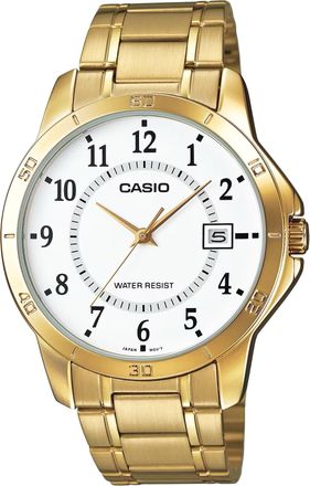 Casio Mens Gold Analog Watch with White Dial - MTP-V004G-7B