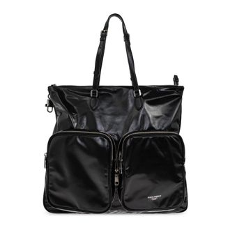 Dolce & Gabbana Tote Bags, male, Black, Size: ONE SIZE Leather Shopper Bag