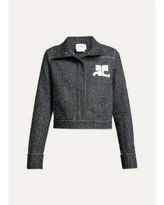 Courr&egrave;ges Denim Tweed Jacket