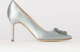 Manolo Blahnik D&eacute;collet&eacute; Hangisi in raso con fibbia gioiello