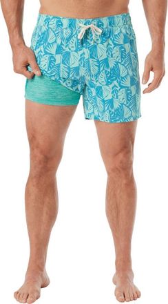 Fair Harbor The Bungalow Water Repellent Swim Trunks in Two-Tone Tropical (311) at Nordstrom, Size Medium