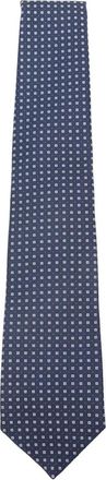 Kiton Zijden stropdas met patroon - Blauw