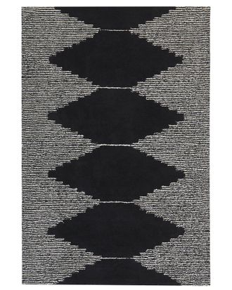 Beliani Beliani - Tappeto Pelo Corto Bianco E Nero In Cotone Modello Geometrico Pelo Corto 160 X 230 Cm Bathinda