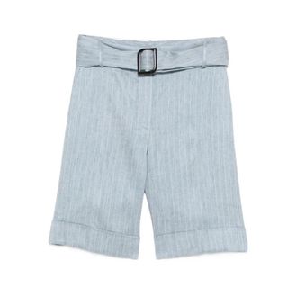 D.exterior Casual Shorts, female, Blue, Size: 2XS Pinstripe Belted Shorts