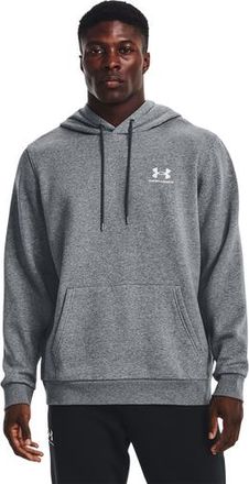 Under Armour Mens Essential Fleece Hoodie - Pitch Grey Heather/White Size XL