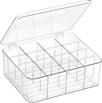 OEM Organizador Para Calcetines Y Ropa Interior, 16 Compartimentos Con Separadores Ajustables, Cajas De Almacenamiento De Pl&aacute;stico Transparente Con Tapa P