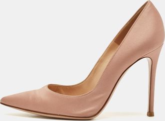 Gianvito Rossi Beige Satin 105 Pointed Toe Pumps
