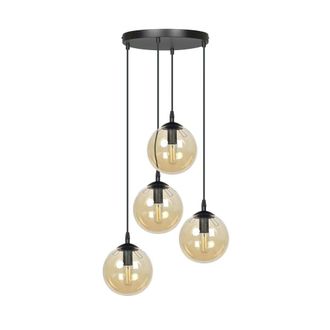Wonderlamp L&aacute;mpara colgante de metal con 4 cristales &aacute;mbar ajustable en altura