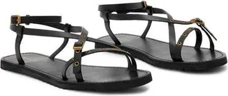 AllSaints Tyla Eyelet Ankle Strap Sandal in Black at Nordstrom, Size 9Us