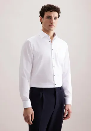 Seidensticker Businesshemd SEIDENSTICKER Regular, Herren, Gr. M40, normale &Auml;rmell&auml;ngen, wei&szlig;, 100% Baumwolle, unifarben, regular fit, 2-Knopf-Manschette, Hemden Bus