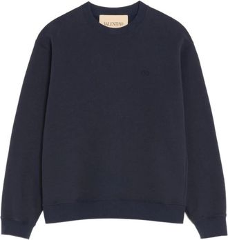 Valentino Garavani Vltn Logo Sweatshirt - Heren - Sweatshirts - Blauw - L - Katoen - Hoodies & sweatvesten