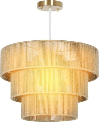 HOMCOM Boho Hemp Rope Pendant Light - Ceiling Light for Bedroom - Light Brown | TJ Hughes