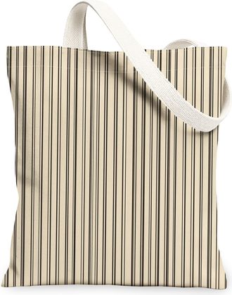 Generic Striped Canvas Tote Bags, Stylish Lightweight Reusable Grocery Bags, Summer Chic Eco-Friendly Shoulder Strap Canvas for Tra, Beige, 13x15 Inch