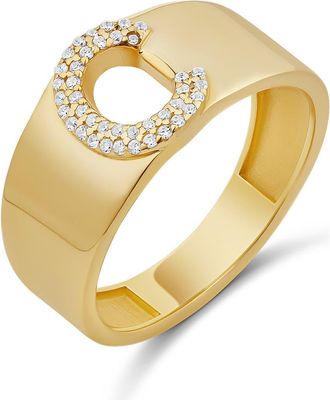 SHYMI Pav&eacute; Signet Initial Ring in Gold at Nordstrom, Size 6