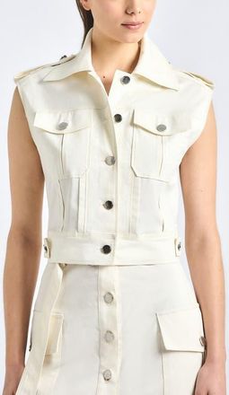 Derek Lam Illiana Stretch Cotton Blend Utility Vest in Soft White at Nordstrom, Size X-Small